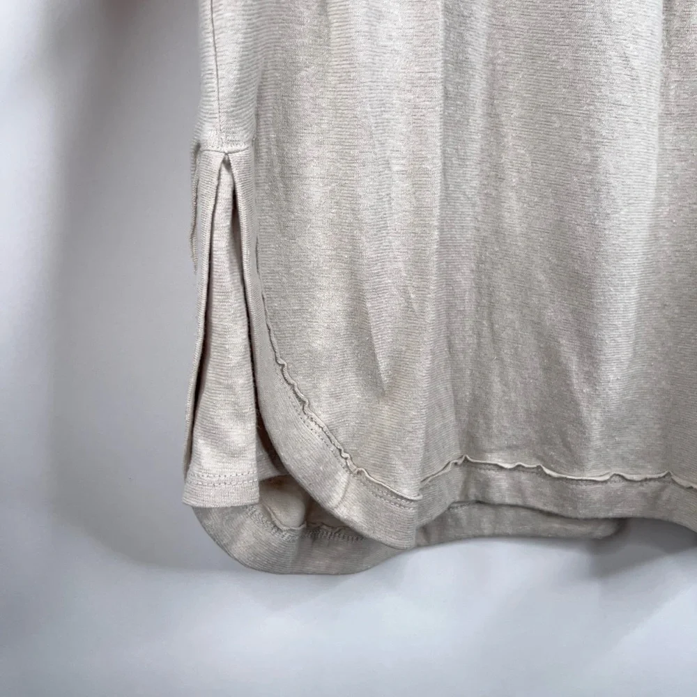 Free People Beach Cream Beige Oversized Blouse Boho Top Button Front Hemp New - Picture 9 of 12